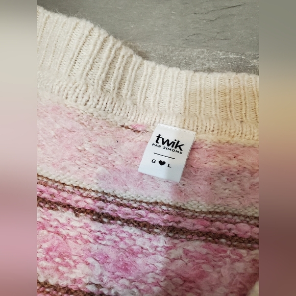 Twik by Simons short cardigan. Buttons. Long sleeves. Fair Isle / Nordic. Size L - Picture 3 of 10